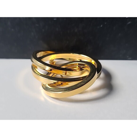 Abstract Gold Tone Metal Brooch Vintage Costume Jewelry - Picture 5 of 10